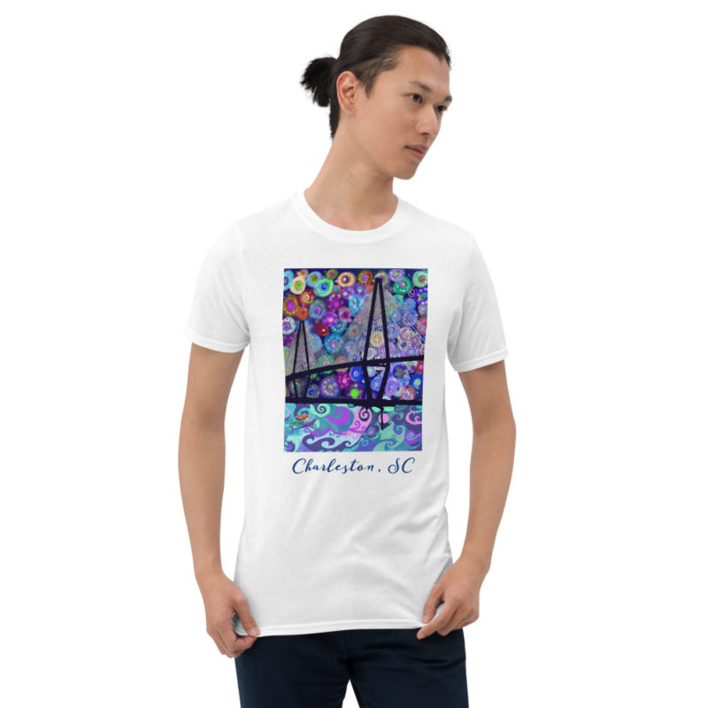 Arthur Ravenel Jr Bridge Charleston,SC mermaid swimming at twilight,Short-Sleeve Unisex T-Shirt - Image 6